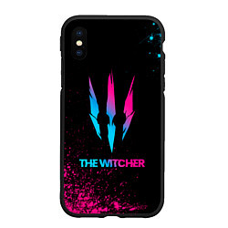 Чехол iPhone XS Max матовый The Witcher - neon gradient, цвет: 3D-черный