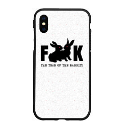 Чехол iPhone XS Max матовый Fuck The Year of the Rabbit, цвет: 3D-черный