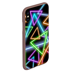 Чехол iPhone XS Max матовый Неоновые треугольники - текстура, цвет: 3D-коричневый — фото 2