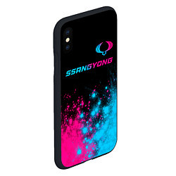 Чехол iPhone XS Max матовый SsangYong - neon gradient: символ сверху, цвет: 3D-черный — фото 2