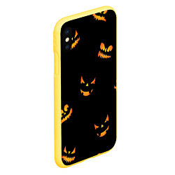Чехол iPhone XS Max матовый Halloween горящие тыквы, цвет: 3D-желтый — фото 2