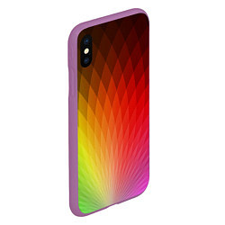 Чехол iPhone XS Max матовый Радужные ромбы, цвет: 3D-фиолетовый — фото 2