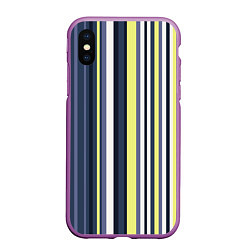 Чехол iPhone XS Max матовый Абстрактные разноцветные линии, цвет: 3D-фиолетовый
