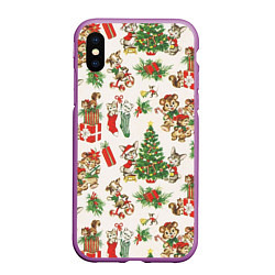 Чехол iPhone XS Max матовый Christmas Рождество, цвет: 3D-фиолетовый