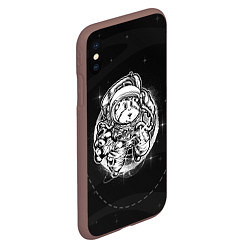 Чехол iPhone XS Max матовый Хомяк в космосе, цвет: 3D-коричневый — фото 2
