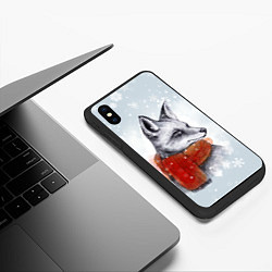 Чехол iPhone XS Max матовый Новогодняя тёплая лиса, цвет: 3D-черный — фото 2