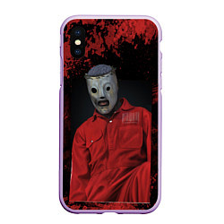 Чехол iPhone XS Max матовый Slipknot red & black, цвет: 3D-сиреневый