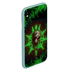 Чехол iPhone XS Max матовый Slipknot green star, цвет: 3D-мятный — фото 2