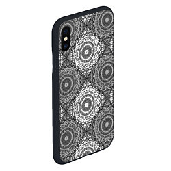 Чехол iPhone XS Max матовый Ажурный кружевной узор пэчворк Черно-белые квадрат, цвет: 3D-черный — фото 2