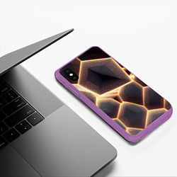 Чехол iPhone XS Max матовый Сотовая лава, цвет: 3D-фиолетовый — фото 2