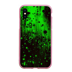 Чехол iPhone XS Max матовый Зелёные краски и вода, цвет: 3D-розовый