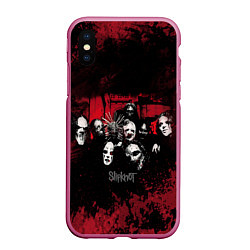 Чехол iPhone XS Max матовый Группа Slipknot, цвет: 3D-малиновый