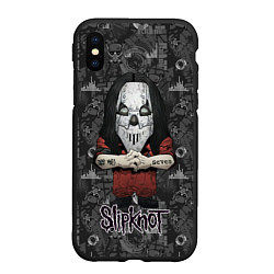 Чехол iPhone XS Max матовый Slipknot серый абстрактный фон, цвет: 3D-черный