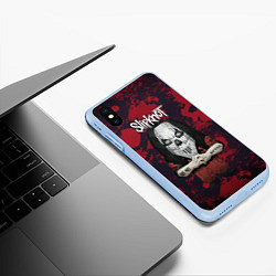 Чехол iPhone XS Max матовый Slipknot dark red, цвет: 3D-голубой — фото 2