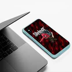 Чехол iPhone XS Max матовый Slipknot красные молнии, цвет: 3D-мятный — фото 2