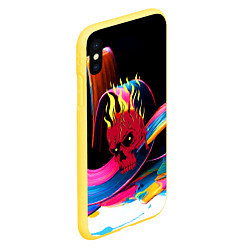 Чехол iPhone XS Max матовый Горящий череп - авангард, цвет: 3D-желтый — фото 2