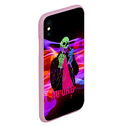 Чехол iPhone XS Max матовый Никто - Skull - Flame, цвет: 3D-розовый — фото 2