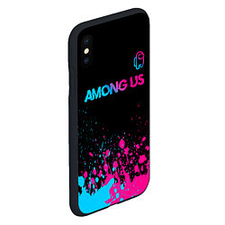 Чехол iPhone XS Max матовый Among Us - neon gradient: символ сверху, цвет: 3D-черный — фото 2