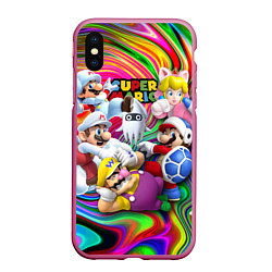 Чехол iPhone XS Max матовый Super Mario - Gaming aesthetics - Collage, цвет: 3D-малиновый