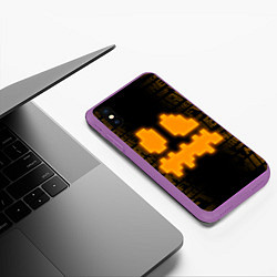 Чехол iPhone XS Max матовый Неон Тыква - Майнкрафт, цвет: 3D-фиолетовый — фото 2