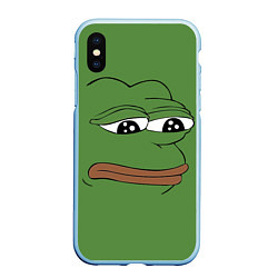 Чехол iPhone XS Max матовый Лягушонок Pepe грустит, цвет: 3D-голубой