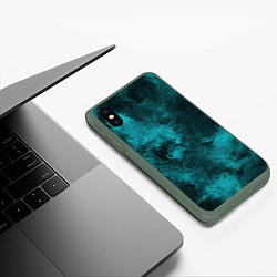 Чехол iPhone XS Max матовый Малахитовая абстракция, цвет: 3D-темно-зеленый — фото 2