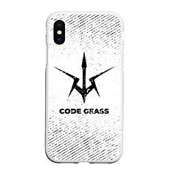 Чехол iPhone XS Max матовый Code Geass с потертостями на светлом фоне, цвет: 3D-белый