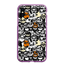 Чехол iPhone XS Max матовый Злобные панды, цвет: 3D-фиолетовый