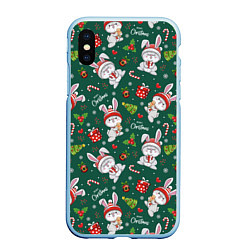 Чехол iPhone XS Max матовый Merry Christmas Rabbit 2023, цвет: 3D-голубой