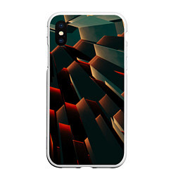 Чехол iPhone XS Max матовый Абстрактная геометрия во тьме, цвет: 3D-белый