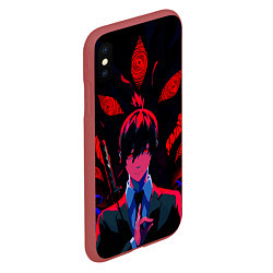 Чехол iPhone XS Max матовый Аки Хаякава Kon - Человек бензопила, цвет: 3D-красный — фото 2