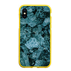 Чехол iPhone XS Max матовый Голубые кристаллы, цвет: 3D-желтый