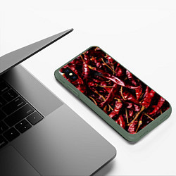 Чехол iPhone XS Max матовый Перчики чили, цвет: 3D-темно-зеленый — фото 2