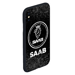 Чехол iPhone XS Max матовый Saab с потертостями на темном фоне, цвет: 3D-черный — фото 2