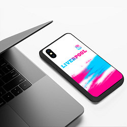 Чехол iPhone XS Max матовый Liverpool neon gradient style: символ сверху, цвет: 3D-черный — фото 2