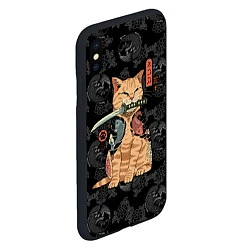 Чехол iPhone XS Max матовый Кот самурай - Якудза, цвет: 3D-черный — фото 2