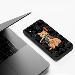 Чехол iPhone XS Max матовый Кот самурай - Якудза, цвет: 3D-черный — фото 2