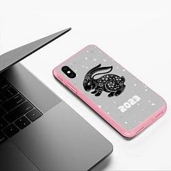 Чехол iPhone XS Max матовый Символ 2023 года черный водяной кролик, цвет: 3D-баблгам — фото 2