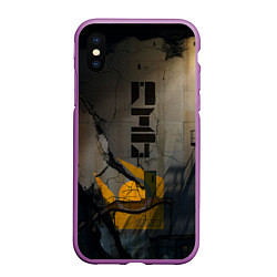 Чехол iPhone XS Max матовый Стена город 17, цвет: 3D-фиолетовый