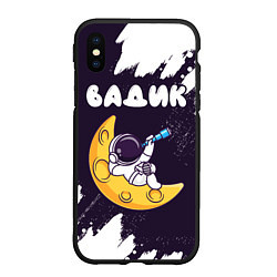 Чехол iPhone XS Max матовый Вадик космонавт отдыхает на Луне, цвет: 3D-черный