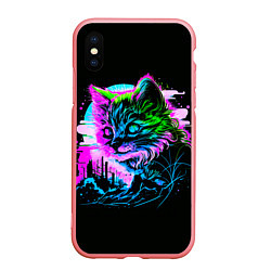 Чехол iPhone XS Max матовый Неоновый котёнок поп-арт, цвет: 3D-баблгам