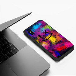 Чехол iPhone XS Max матовый Смайлик с брызгами краски, цвет: 3D-черный — фото 2