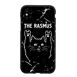 Чехол iPhone XS Max матовый Группа The Rasmus и рок кот, цвет: 3D-черный