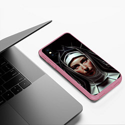 Чехол iPhone XS Max матовый Нейросеть: монахиня, цвет: 3D-малиновый — фото 2