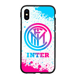 Чехол iPhone XS Max матовый Inter neon gradient style, цвет: 3D-черный