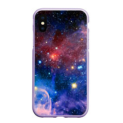 Чехол iPhone XS Max матовый Ошеломительный бескрайний космос, цвет: 3D-светло-сиреневый