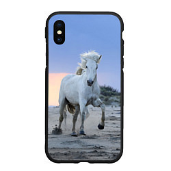Чехол iPhone XS Max матовый Белый конь, цвет: 3D-черный