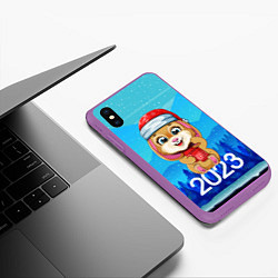 Чехол iPhone XS Max матовый Зайчик Новый год 2023, цвет: 3D-фиолетовый — фото 2