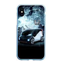 Чехол iPhone XS Max матовый Honda concept on the background of a neon world ma, цвет: 3D-голубой