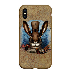 Чехол iPhone XS Max матовый Ретро кролик, цвет: 3D-коричневый